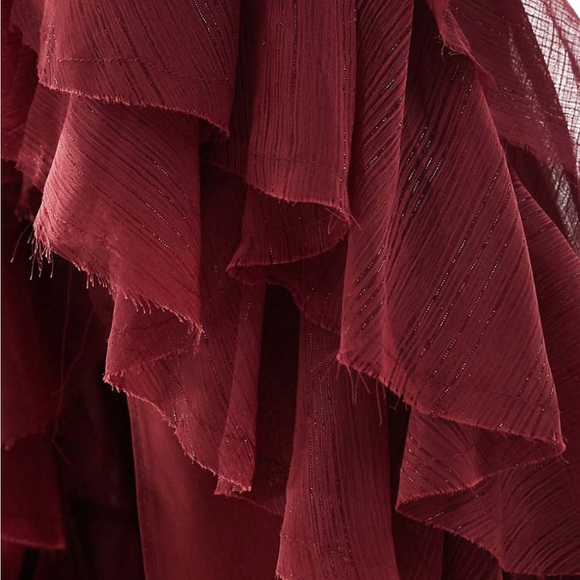 ASOS Deep Red Ruffled Maxi Dress - Picture 4 of 8